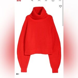 RED KNIT WOOL-BLEND SWEATER
